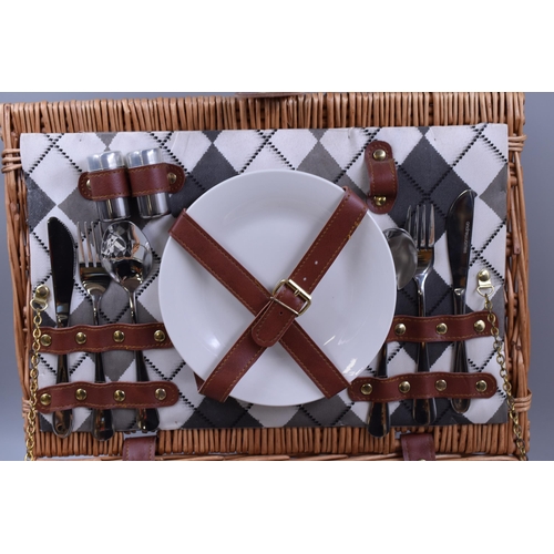 919 - A Retro Style Picnic Set for Two, In Wicker Basket