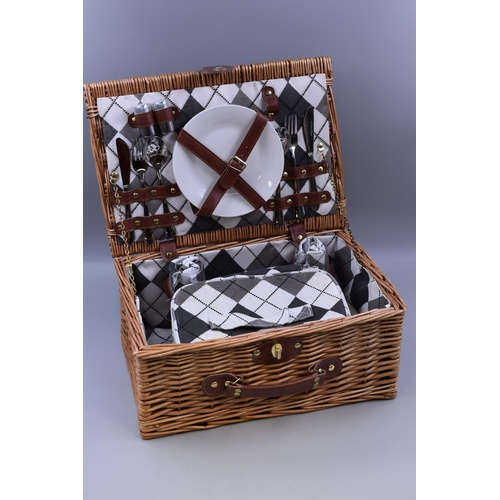 919 - A Retro Style Picnic Set for Two, In Wicker Basket