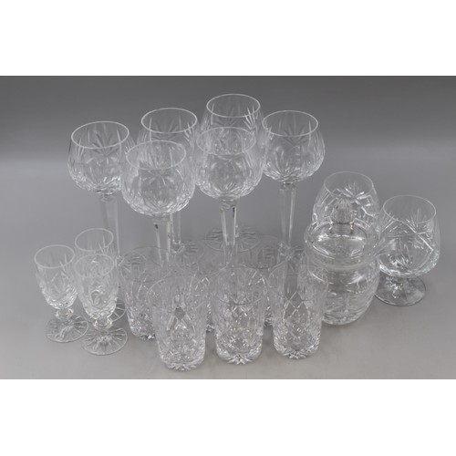 928 - A Selection of Crystal Drinking Glasses, And Crystal Honey/Jam Jar. To Include Set of Six Waterford ... 