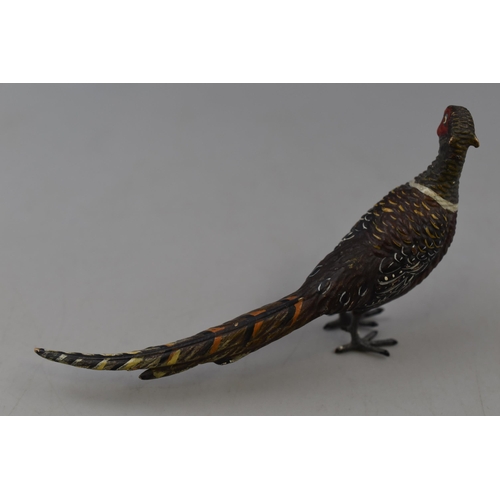 236 - Vintage Hand Painted Bronze Pheasant Figure (5.5