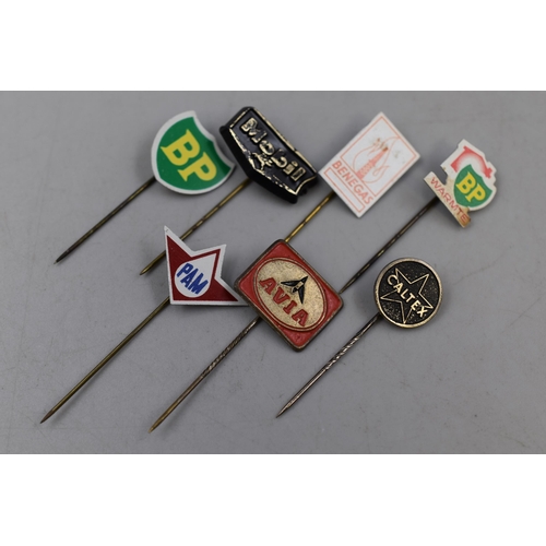 238 - Seven Vintage Petroleum Related Stick Pins including BP, AVIA and More