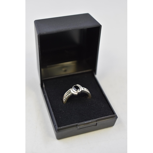 19 - Silver 925 Multi Stone Ring Size N Complete with Presentation Box