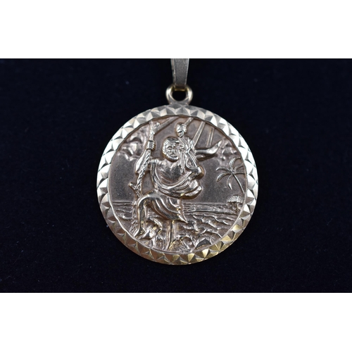 21 - Gold 375 St Christopher Necklace Complete with Presentation Box