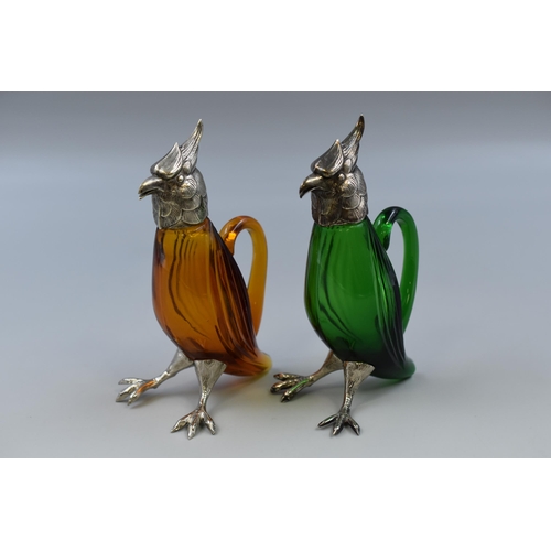 242 - Pair of Glass Bird Decanter Cruets 