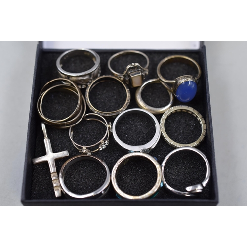 35 - Selection of Various Rings and a Cross Pendant