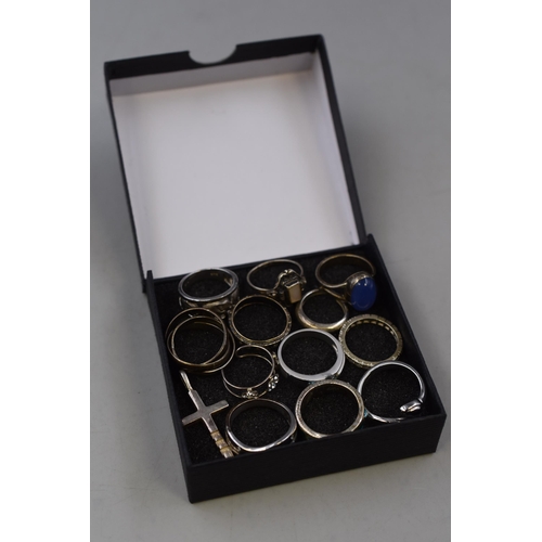 35 - Selection of Various Rings and a Cross Pendant