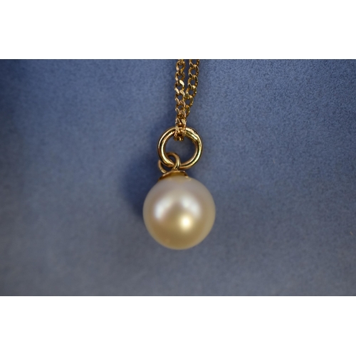 42 - Gold 375 Necklace with Faux Pearl Pendant