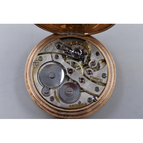 50 - 17 Jewel Pocket Watch in a 2 Plates of 10ct Gold Denison Case with Roman Numerals on outside of case... 