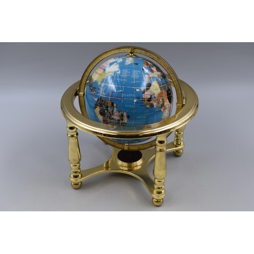 262 - Semi Precious Gemstone Spinning Globe Approx 10