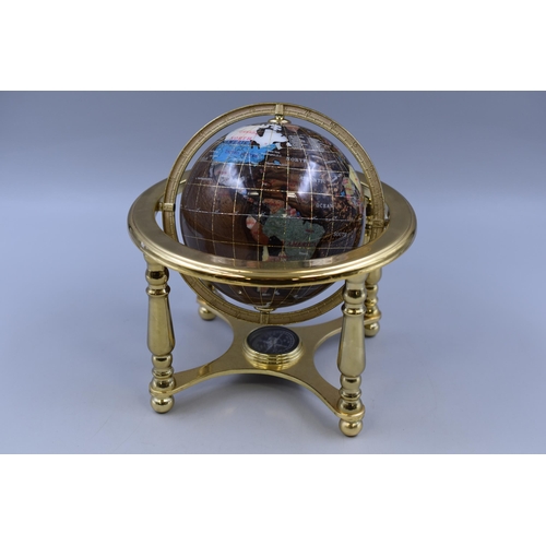 263 - Semi Precious Gemstone Spinning Globe Approx 10