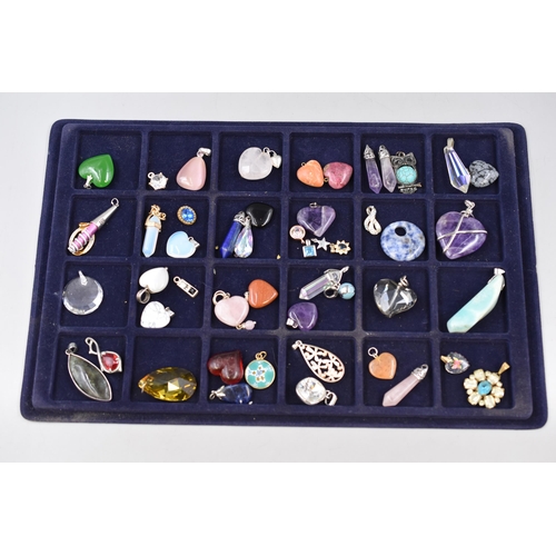 264 - Large Selection of Pendants including Agate, Quartz and Amethyst