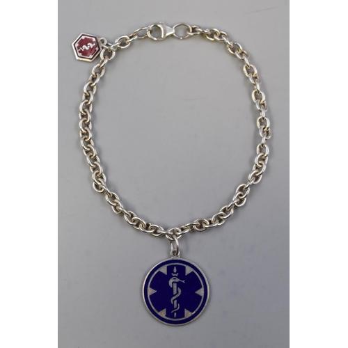 60 - A 925. Silver Medical Rod of Asclepius Bracelet