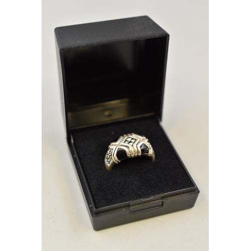 62 - Silver 925 Decorative Ring Size O Complete with Presentation Box