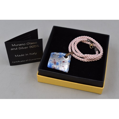 266 - Murano Glass Necklace with S925 Clasp Complete with Box and Certificate of Guarantee