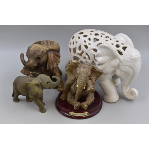 286 - Selection Including Elephant Incense Holder (As Found) and 3 elephant Statues