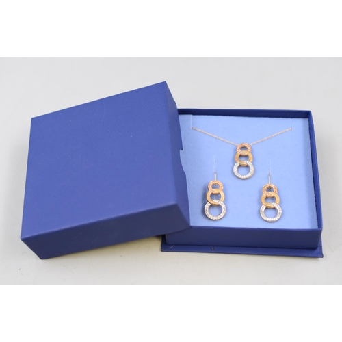 81 - Gold 375 Necklace and Earring Set Complete in Presentation Box