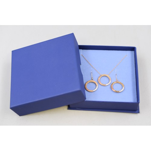 82 - Gold 375 Necklace & Earring Set Complete with Presentation Box