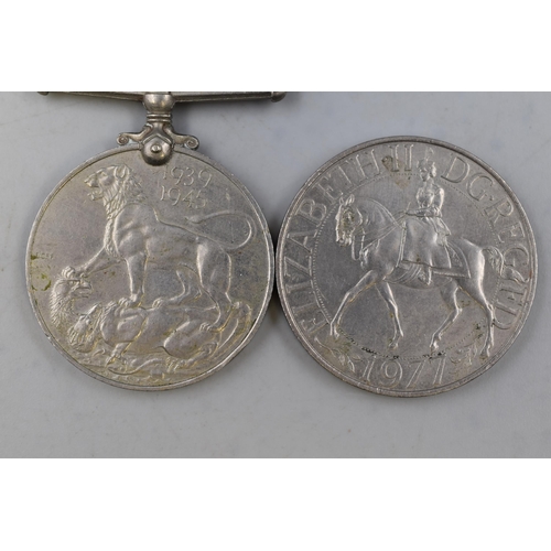 295 - WWII Service Medal 1939-1945 and Commemorative 1977 Crown