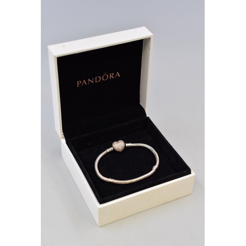 84 - Pandora Heart Clasped Bracelet in Presentation Box