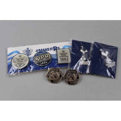 299 - Selection of New Football Related Badges including Queens Park Rangers, Spurs and Manchester Utd