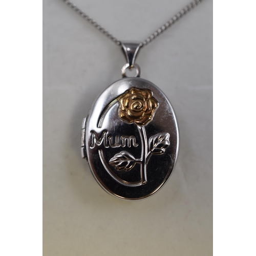 89 - Silver 925 Mum Locket Necklace Complete with Presentation Box