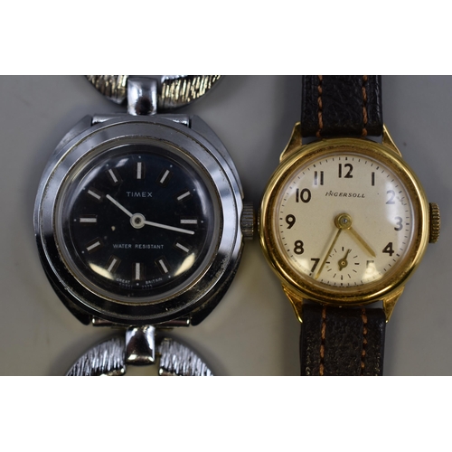 99 - Two Ladies Mechanical Watches Including Ingersoll and Timex (Working)