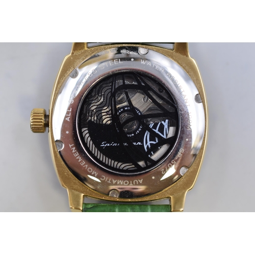 110 - Brand New Boxed Olevs Water Resistant Time and Date Clear Backed Mechanical Movement Watch complete ... 