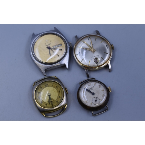 118 - Selection of Watch heads Including 1 Technos Automatic and 3 Mechanicals (Working)