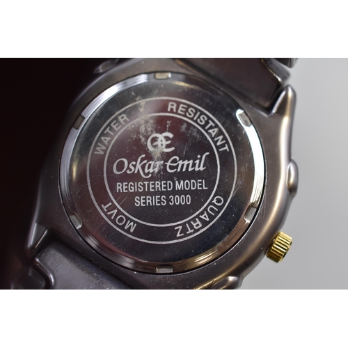 120 - Oskar Emil Quartz Watch Complete with Case & Extra Links