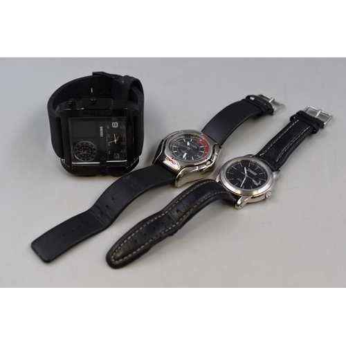 125 - SKMEI 1391 Three Time Zone Watch with Rubberised Strap, Compass Voyage , and a Cruiser Gents Watch (... 