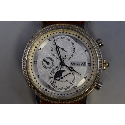 127 - Staur Automatic Day / Date Chronograph Gents Watch with Leather Strap (Working)