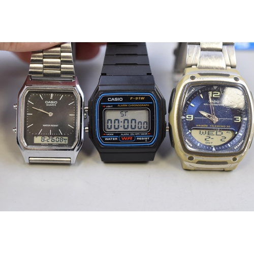 134 - Three Casio Quartz Watch with Analogue and Digital Displays (Working)