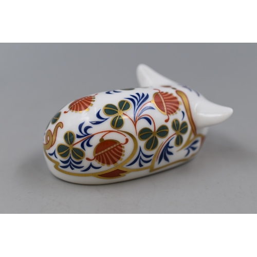 305 - Royal Crown Derby English Bone China 'Sleeping Piglet' Paperweight Complete With Gold Stopper LX II,... 