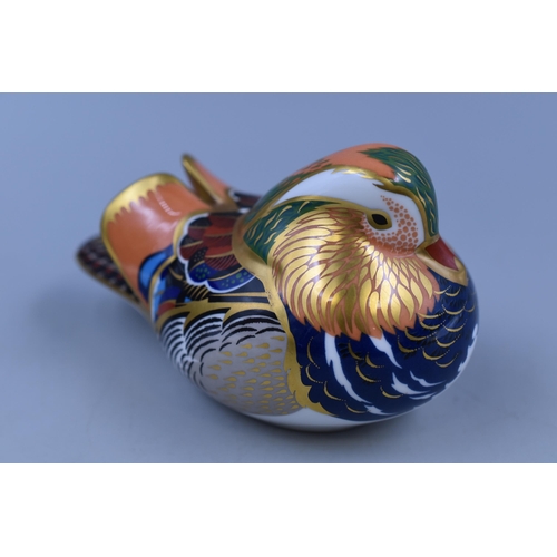 306 - Royal Crown Derby English Bone China 'Mandarin Duck' Paperweight Complete With Gold Stopper And Box,... 