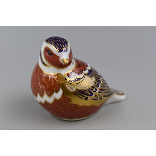 308 - Royal Crown Derby English Bone China 'Chaffinch' Paperweight Complete With Gold Stopper LV II, Unbox... 