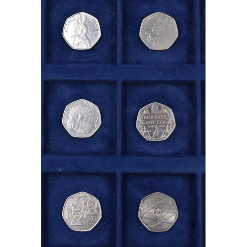 171 - Selection of 13 Collectable 50p Coins including Sherlock Holmes, Beatrix Potter, Benjamin Bunny and ... 