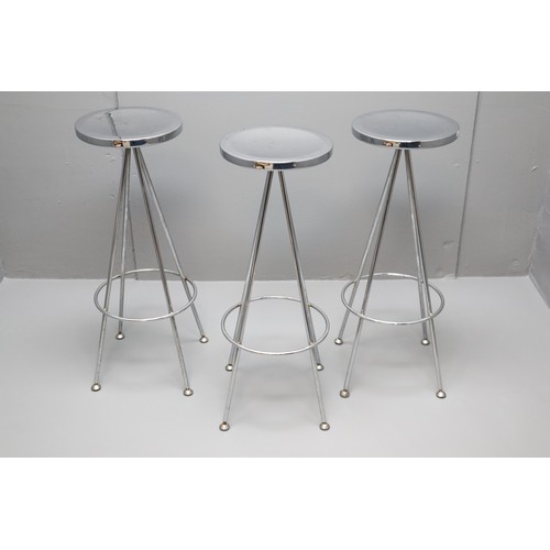 656 - Three High End Retro Vista Heavy Duty Chrome Bar Stools approx 31