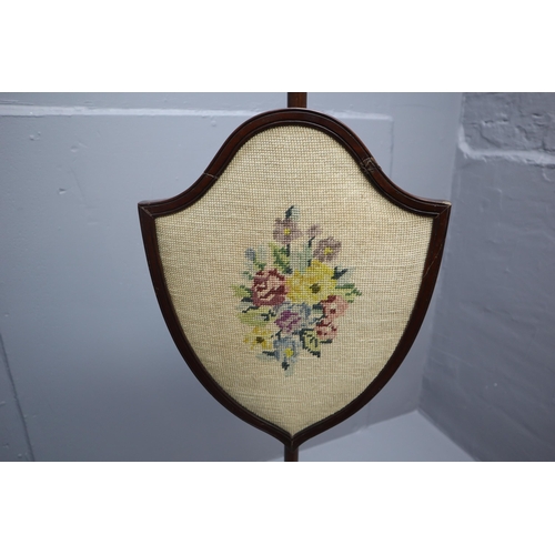 659 - Victorian Tapestry Display Pole, Tapestry Frame has been repaired but does not detract from its disp... 