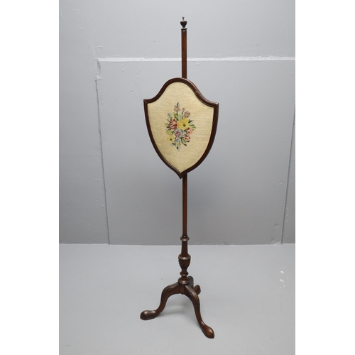 659 - Victorian Tapestry Display Pole, Tapestry Frame has been repaired but does not detract from its disp... 