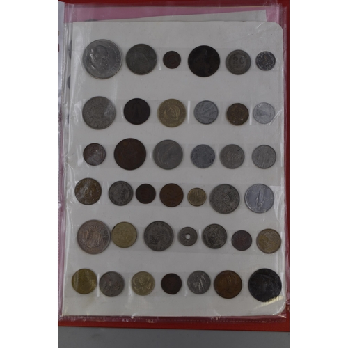 195 - Folder Containing a Selection of Approx 200 UK and Worldwide Coins