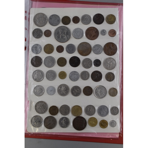 195 - Folder Containing a Selection of Approx 200 UK and Worldwide Coins