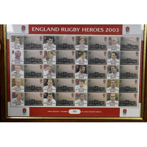 197 - Collection of Olympic First day Covers and Framed and Glazed England Rugby Heros 2003 Stamps