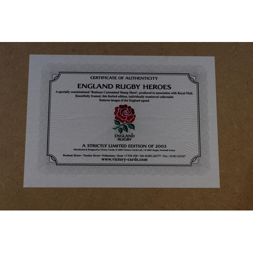 197 - Collection of Olympic First day Covers and Framed and Glazed England Rugby Heros 2003 Stamps