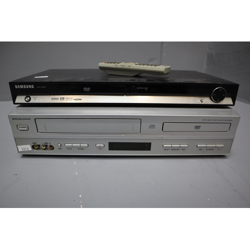 583 - Selection Including Samsung DVD-HD860 and Digilogic DVDVCR2 VHS and DVD Player (Powers On When Teste... 