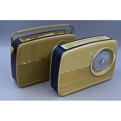 593 - Two Retro Style Bush Radios, Power On When Tested. One Missing Handle