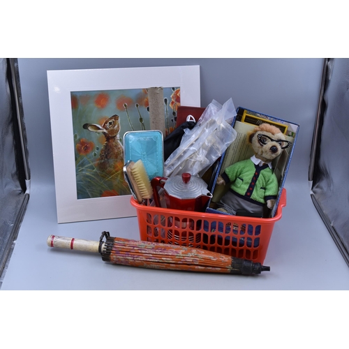 786 - A Mixed Selection To Include Compare The Meerkat Toy, Dressing Table Set, RAOB (Royal Antediluvian O... 