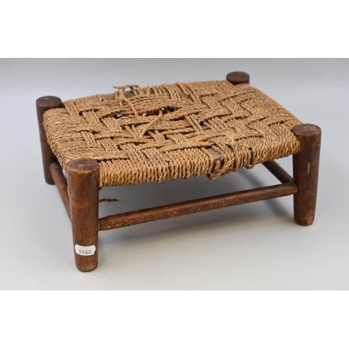 680 - Antique Wood and Rattan Footstool (12