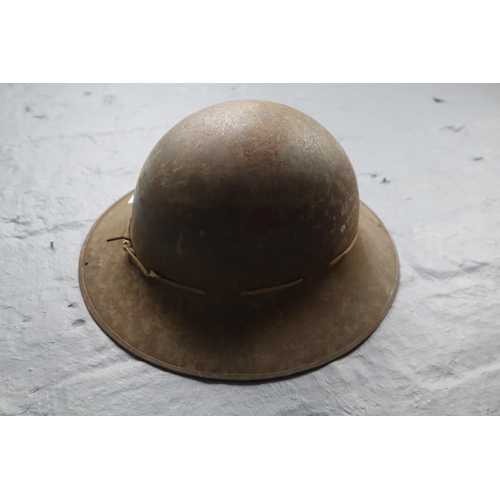 682 - Three Metal Military Helmets. To Include WWII Zuckerman, And Turtle Helmet. AF