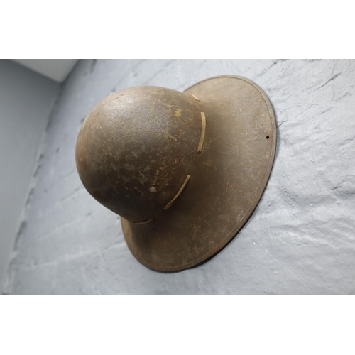 682 - Three Metal Military Helmets. To Include WWII Zuckerman, And Turtle Helmet. AF