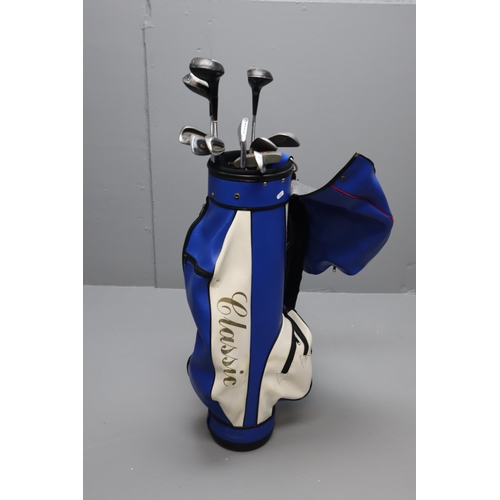 718 - Classic Golf Bag Containing a 7 Irons, 3 Woods and a Putter